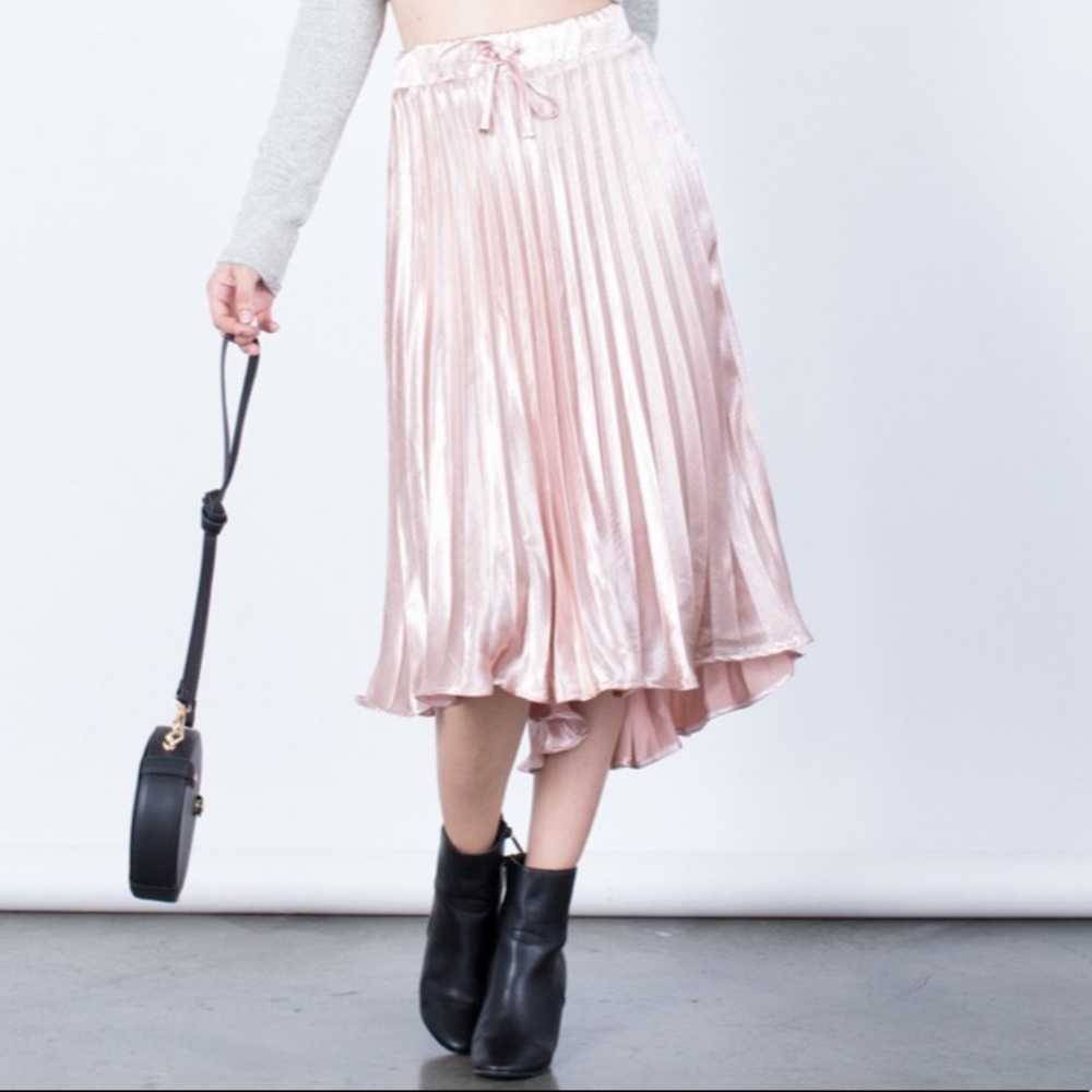 Écru Lab metallic pink high low skirt